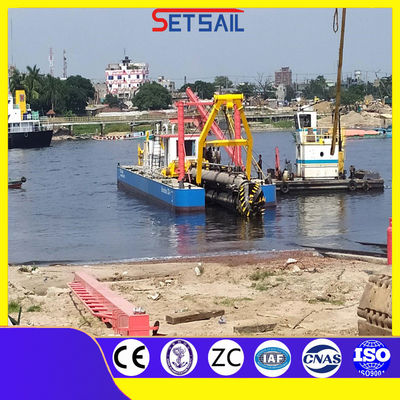 Hydraulische lier en Spud Carrier Cutter Zuigmachine Diesel Set Zeil Mute Rivier Sand Dredger