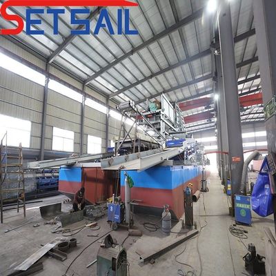 Injectiepompvermogen 7.5kw-20kw Bucket Chain Gold Mining Dredger voor Rvier Diamond
