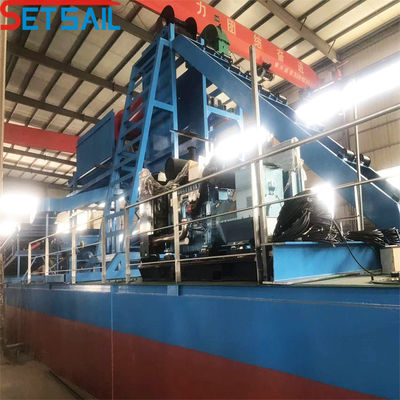 60-500 kubieke meter capaciteit Rivier Diamond Bucket Chain Gold Dredger met centrifuge