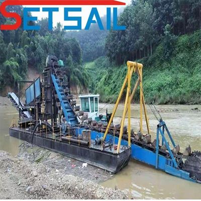 Dracht 0,6m-1,2m Bucket Chain Type Gold en Diamond Dredger voor de rivier QHCBD-32