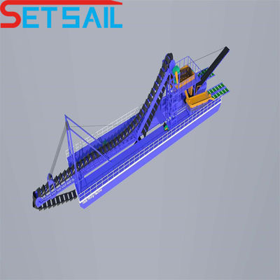75kw-500kw Cumins High Capacity River Bucket Chain Dredger voor goud- en diamantwinning