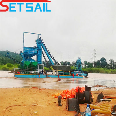 75kw-500kw Cumins High Capacity River Bucket Chain Dredger voor goud- en diamantwinning