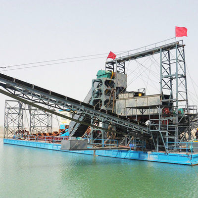 Vibratie Chut Chain Bucket River Mining Dredger voor goud Dredging Diepte 2-30m