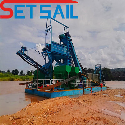 7-30 meter Dredging Diepte Bucket Chain Goud en Diamant Dredger met Trommel Screen