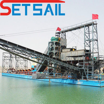7-30 meter Dredging Diepte Bucket Chain Goud en Diamant Dredger met Trommel Screen