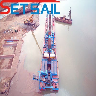 60m3-500m3 capaciteit aangepaste keten emmer zand goud bagger met trommel scherm