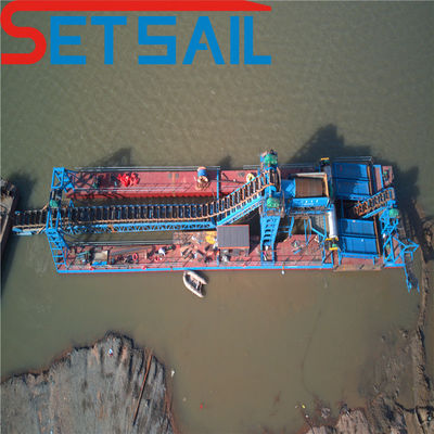 60m3-500m3 capaciteit aangepaste keten emmer zand goud bagger met trommel scherm