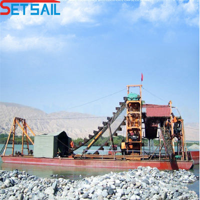 Hoofdmotor Cummins Weichai Duurzame Hull Chain Bucket Gold Dredger voor Diamant Dredging