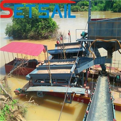 Breedte 4,5-10 meter aangepaste keten emmer rivier goudmijnen bagger met agitatie chute