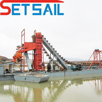 Breedte 4,5-10 meter aangepaste keten emmer rivier goudmijnen bagger met agitatie chute