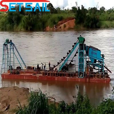 CTD Slot Type Chain Bucket Gold and Diamond Mining Dredger met romp afmetingen 23m-49m