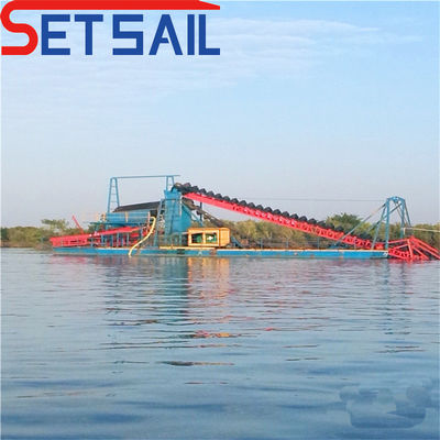 Injectiepompvermogen 7.5kw-50kw Keten Bucket River Gold Mining Dredge Machinery Ship
