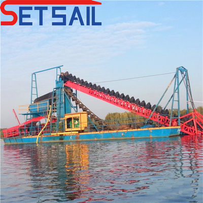 Injectiepompvermogen 7.5kw-50kw Keten Bucket River Gold Mining Dredge Machinery Ship