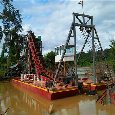 Kettingemper met zandgoud / diamantdredger met jiggmachine en agitatieapparatuur